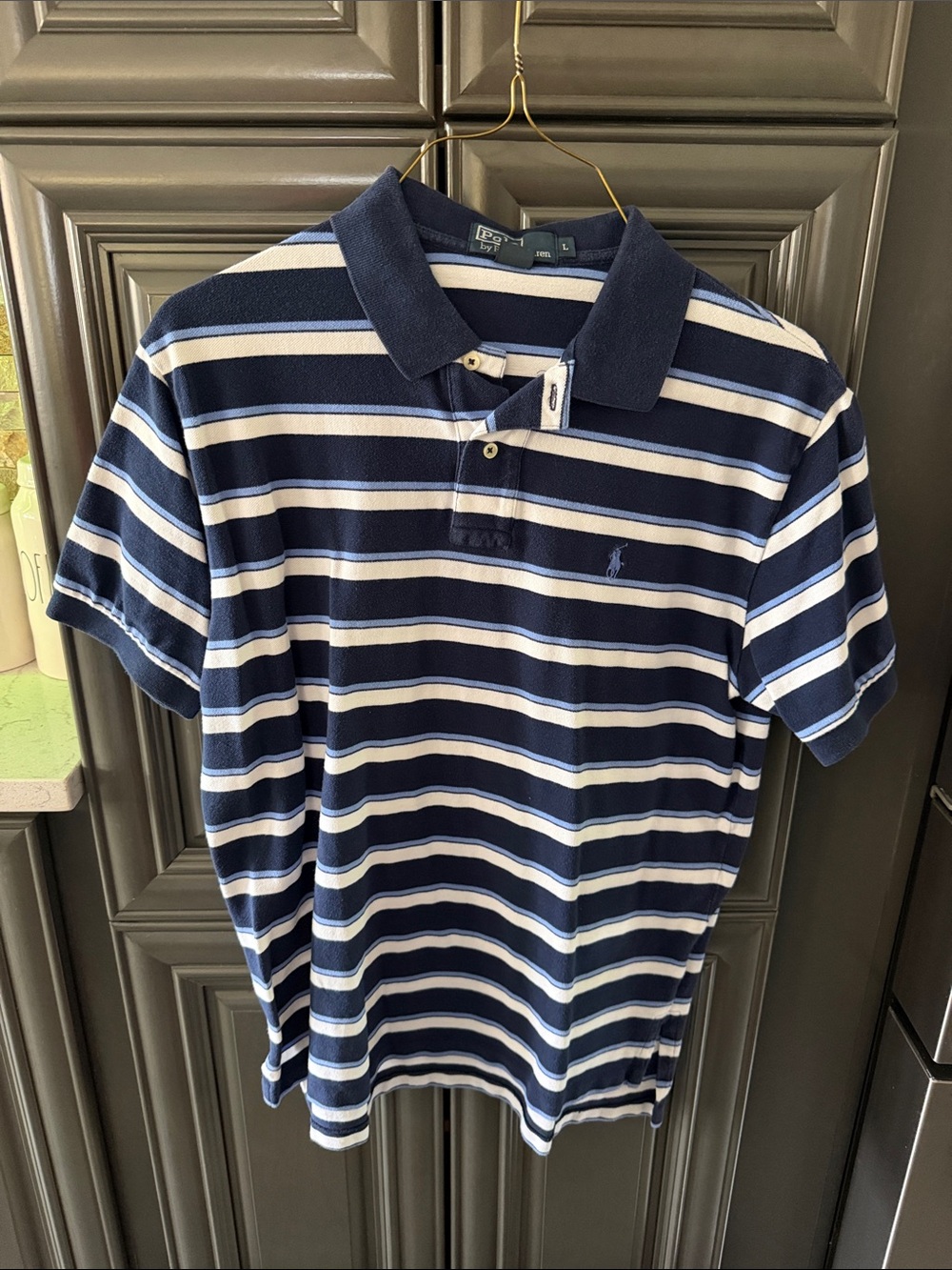 Polo by Ralph Lauren Navy & White Striped Cotton Polo